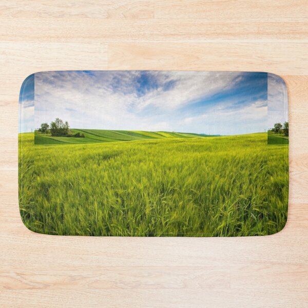 Item preview,  Beautiful green landscape with green grass and mountain at sunset art designed and sold by BEAUTY ⭐⭐⭐⭐⭐.