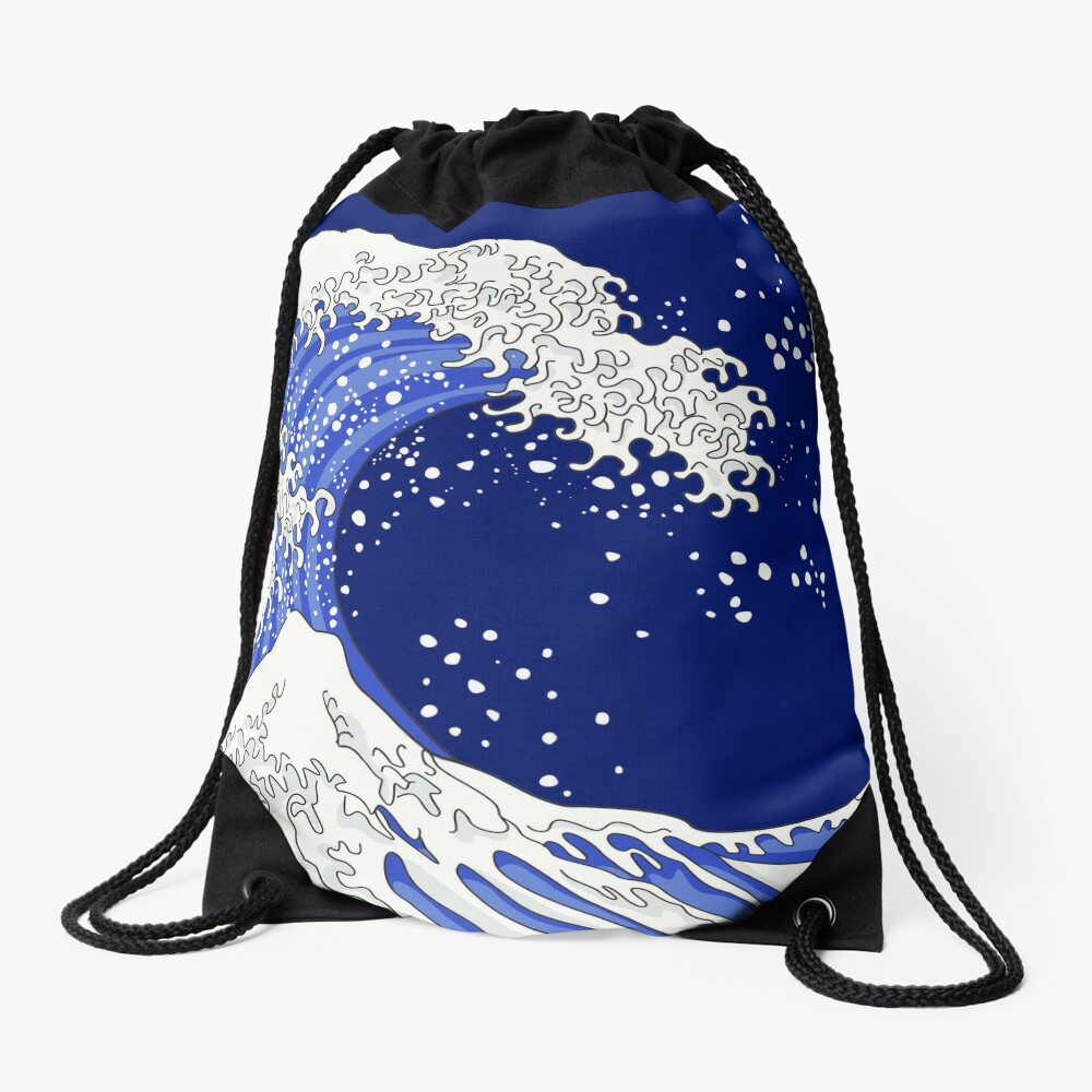 Great Blue Wave Drawstring Bag