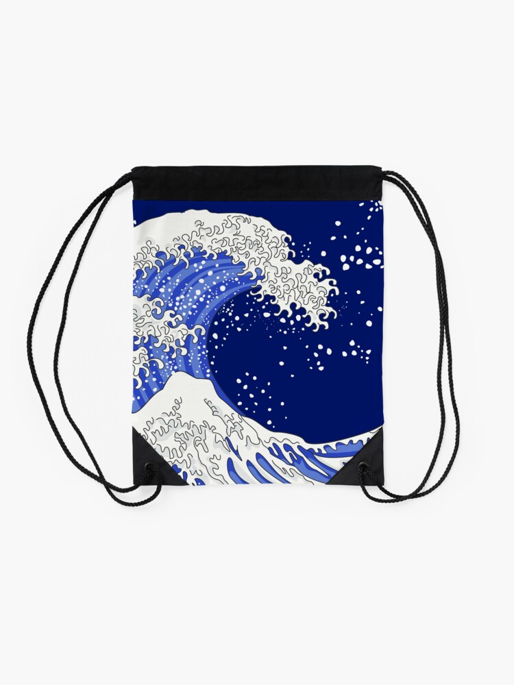 Alternate view of Great Blue Wave Drawstring Bag