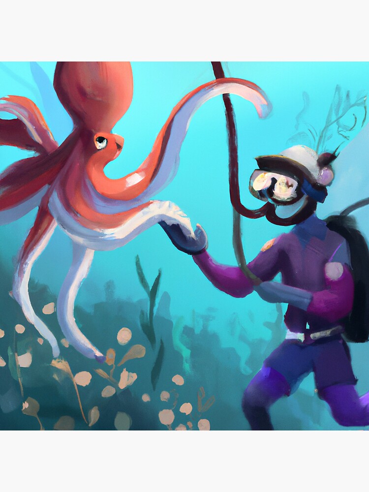 "Octopus and diver two best friends" Sticker for Sale by griffiths555 Redbubble