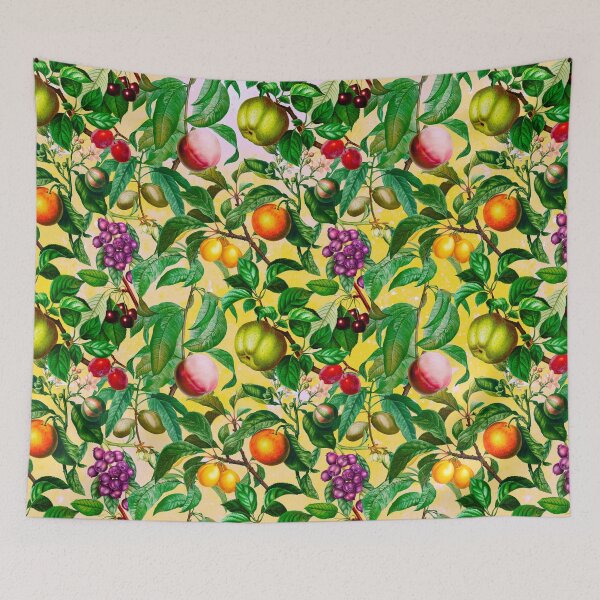 Item preview, Trendy exotic citrus tropical floral leaves and fruits tropical pattern, botanical illustration, yellow floral illustration designed and sold by ZeinabTaha.