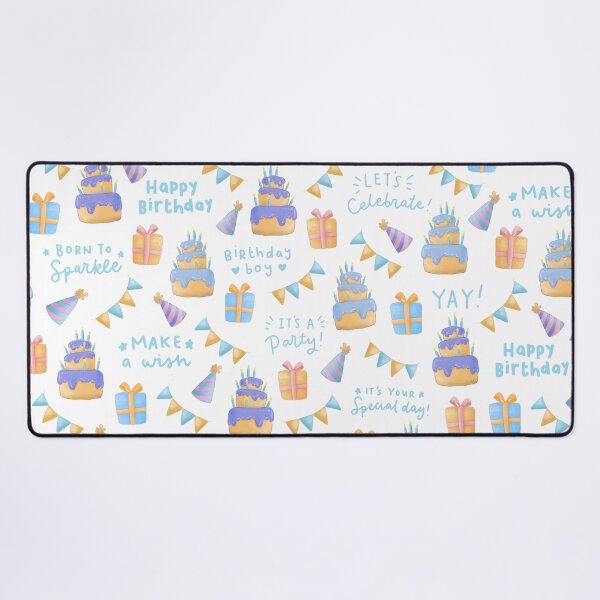 Item preview, Banners azules Regalos y pasteles Patrón de feliz cumpleaños designed and sold by CrossVersion.
