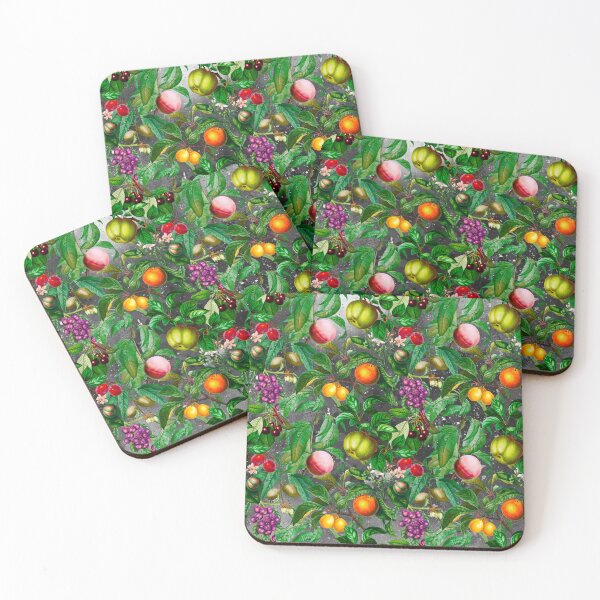 Item preview, Trendy exotic citrus tropical floral leaves and fruits tropical pattern, botanical illustration, grey black floral illustration designed and sold by ZeinabTaha.