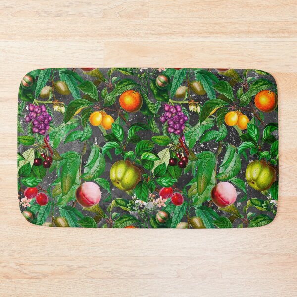 Item preview, Trendy exotic citrus tropical floral leaves and fruits tropical pattern, botanical illustration, grey black floral illustration designed and sold by ZeinabTaha.