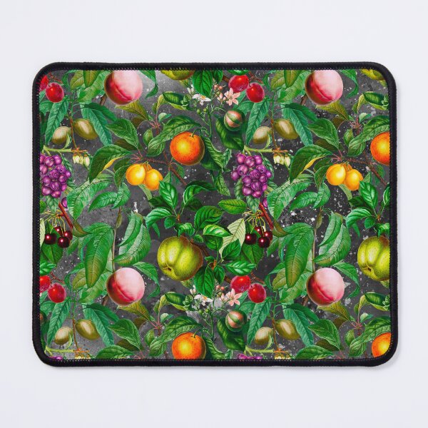 Item preview, Trendy exotic citrus tropical floral leaves and fruits tropical pattern, botanical illustration, grey black floral illustration designed and sold by ZeinabTaha.