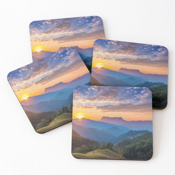 Item preview, Beautiful green landscape with green grass and mountain at sunset art designed and sold by BEAUTY ⭐⭐⭐⭐⭐.