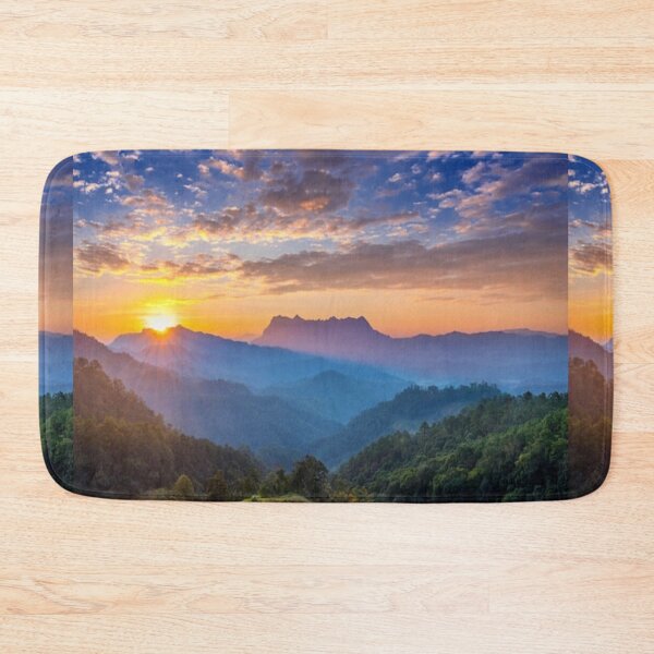 Item preview, Beautiful green landscape with green grass and mountain at sunset art designed and sold by BEAUTY ⭐⭐⭐⭐⭐.