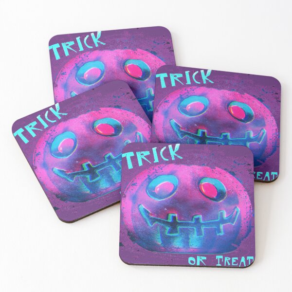 Item preview, Halloween trick or treat - trick or treat neon pumpkin designed and sold by REENS_PHOTOS.