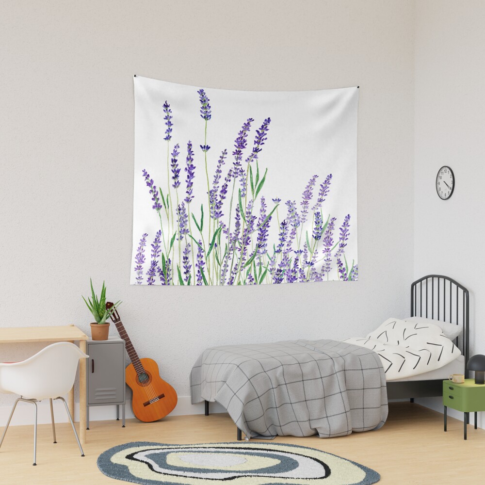 hand painted purple lavender Tapestry for Sale by ColorandColor Redbubble