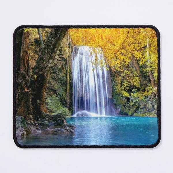 Item preview, cool green landscape with with a waterfall and green trees and mountain art designed and sold by BEAUTY ⭐⭐⭐⭐⭐.