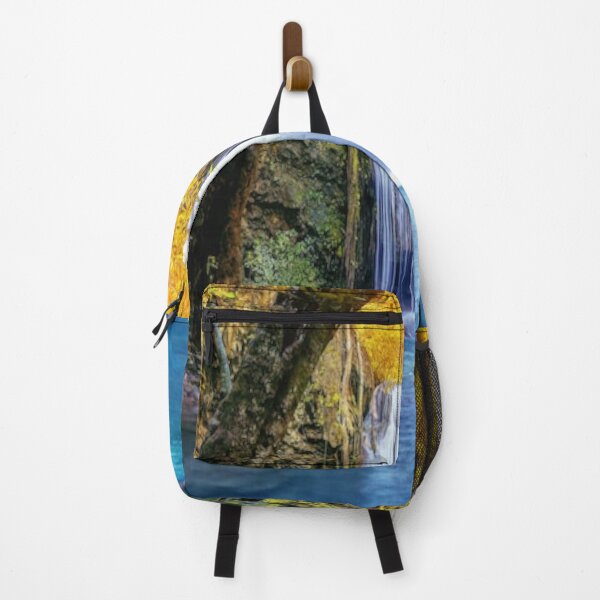 Item preview, cool green landscape with with a waterfall and green trees and mountain art designed and sold by BEAUTY ⭐⭐⭐⭐⭐.