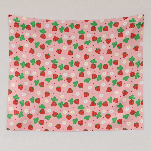 Item preview, Strawberry Fruit Pattern on Pink designed and sold by HotHibiscus.