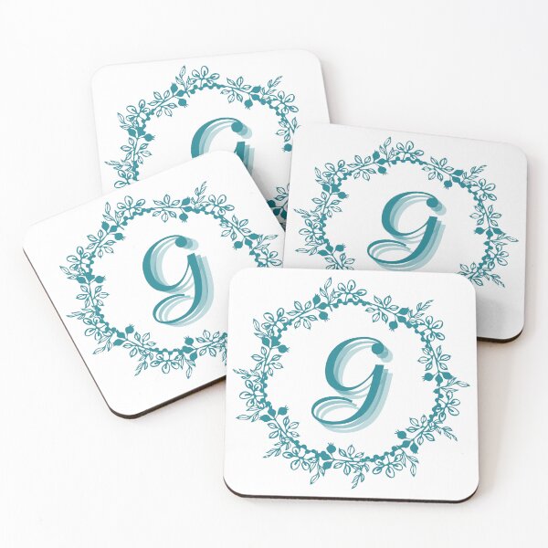 Item preview, Blue Floral Wreath Monogram G designed and sold by Coffee Lifestyle.