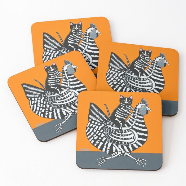 Item preview, Skellie Cat Chicken Ride designed and sold by KilkennyCat Art.