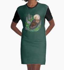 Sea Otter Mother & Baby Graphic T-Shirt Dress