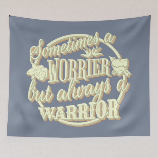 Item preview, Sometimes A Worrier But Always A Warrior, Retro Style Blue Grey Background designed and sold by TrulyEpoque.