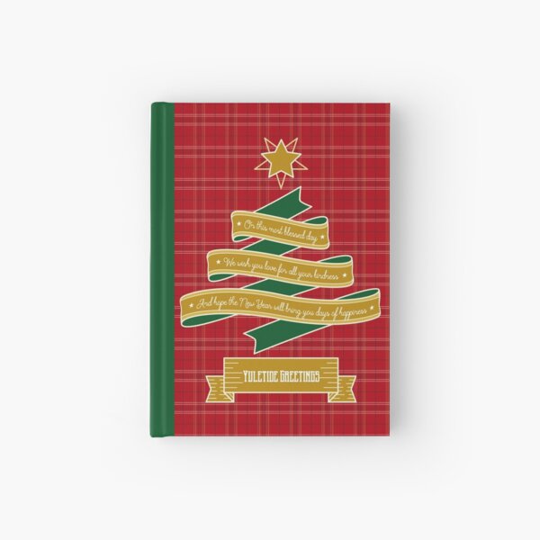 Ribbon Christmas Tree Red Plaid Yuletide Greetings Hardcover Journal