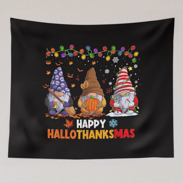 Artikelvorschau, Halloween Thanksgiving Weihnachten Happy Hallothanksmas Gnomes entworfen und verkauft von Ella38.