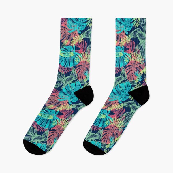 Item preview, Exotic Floral Neon Monstera Palm Luxury Boho Cyan Orange Blue designed and sold by YounitedArt.