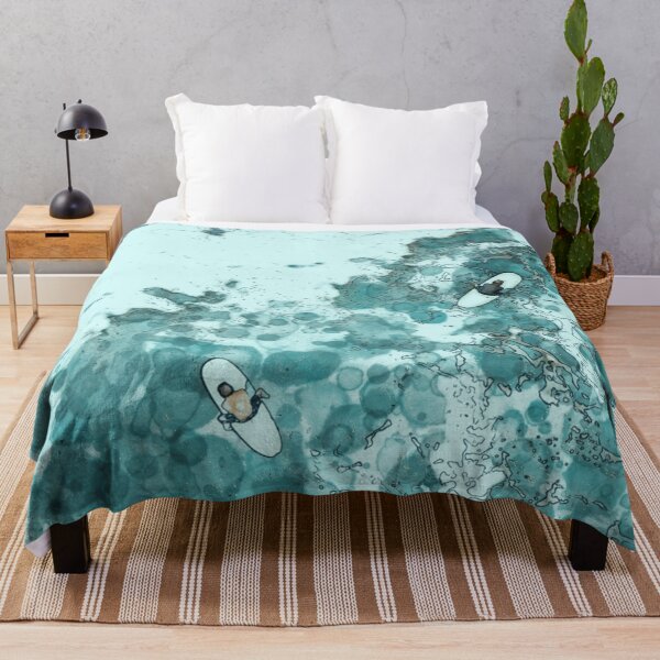 Item preview, Watercolor blue Ocean Big wave, sea great waves pattern, blue, sea, surf, surfer, water designed and sold by Collagedream.