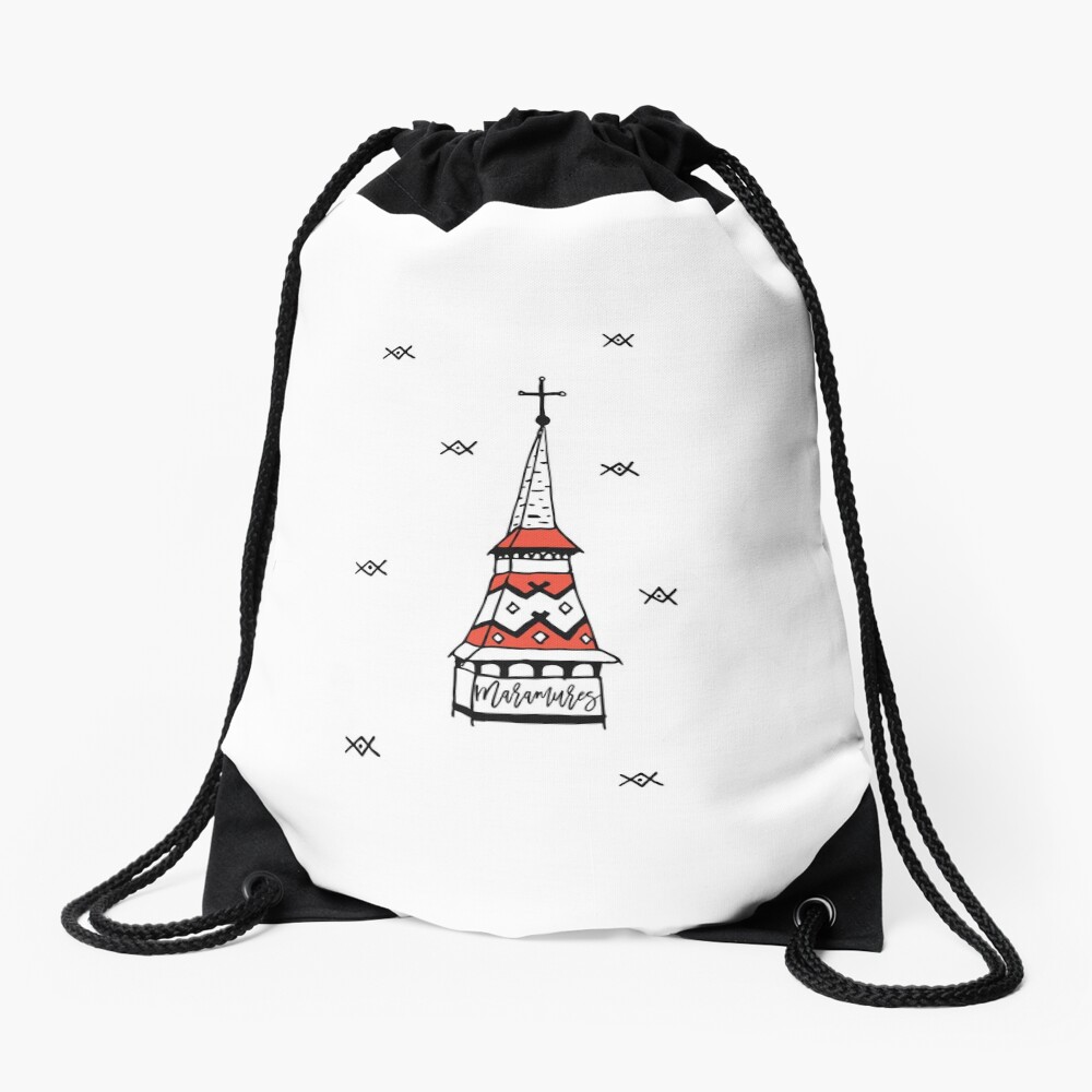Little monastery in Maramures Drawstring Bag