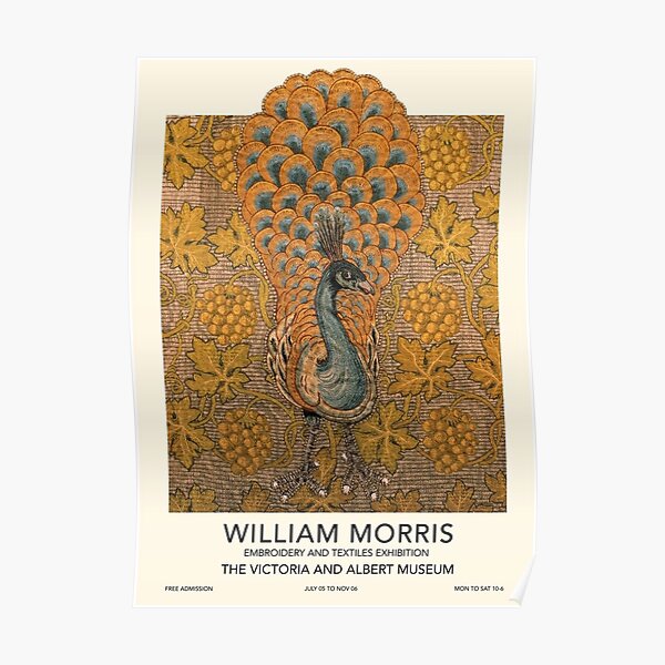 Affiche d'exposition de paon, William Morris Poster