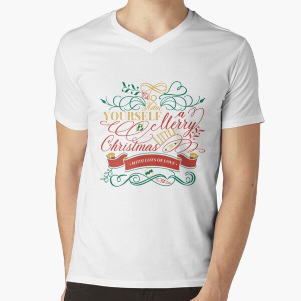 Have Yourself A Merry Little Christmas Love Typography V-Neck T-Shirt