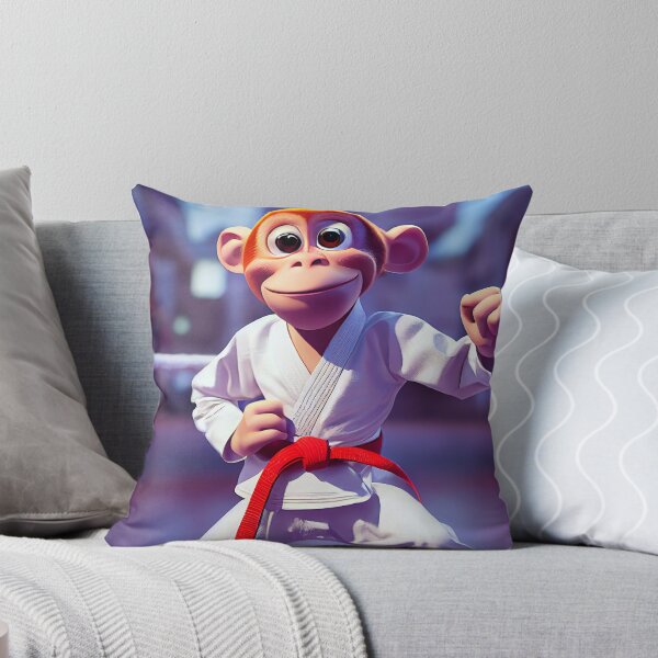 Item preview, Funny monkey in karate suit in fighting pose designed and sold by MMJDSGN.