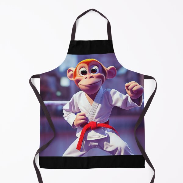 Item preview, Funny monkey in karate suit in fighting pose designed and sold by MMJDSGN.