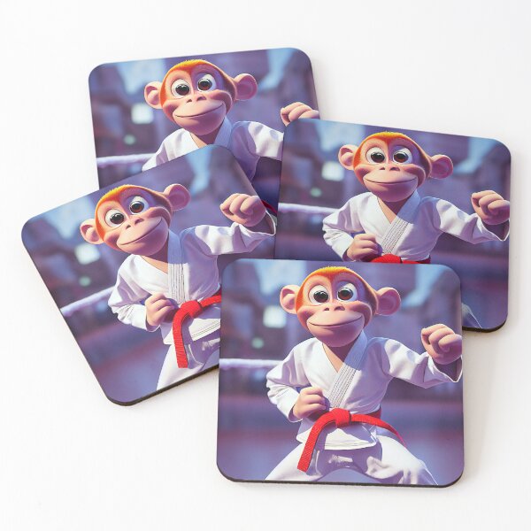 Item preview, Funny monkey in karate suit in fighting pose designed and sold by MMJDSGN.