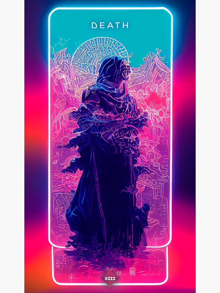 Death, cyberpunk tarot card&quot; Sticker by hippai | Redbubble
