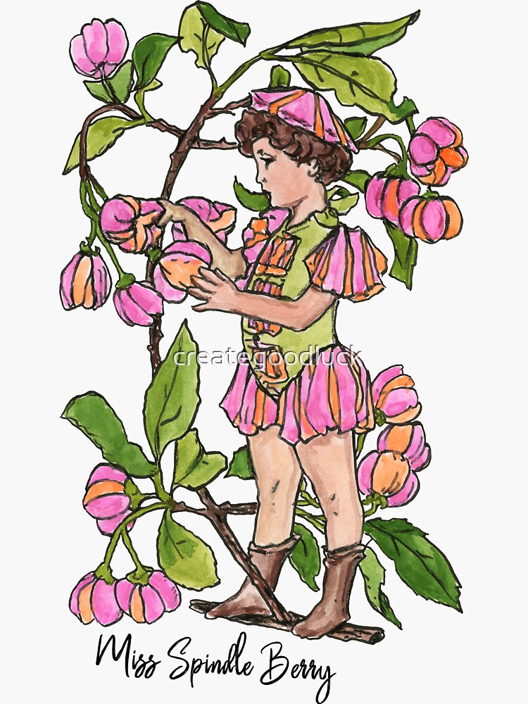 "Miss Spindle Berry Flower Girl Illustration" Sticker for Sale by