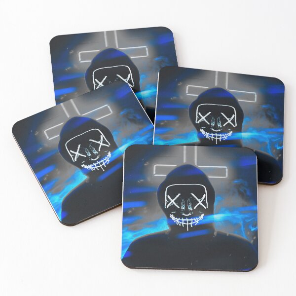 Item preview, Blue Neon silhouette of a Dark Man with a Scary Face designed and sold by Dven-Clothes.