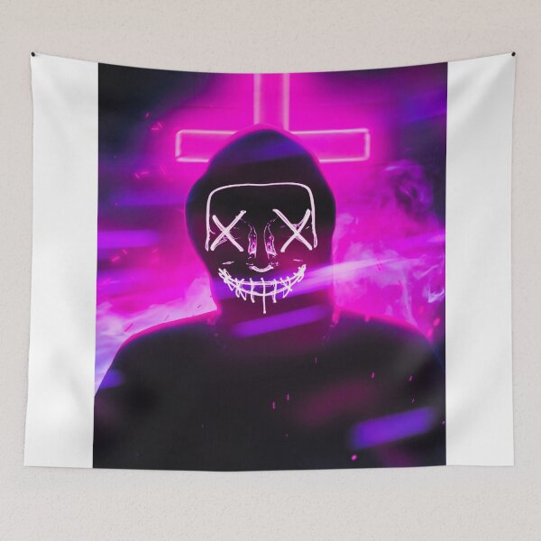 Item preview, Pink Neon silhouette of a Dark Man with a Scary Face designed and sold by Dven-Clothes.