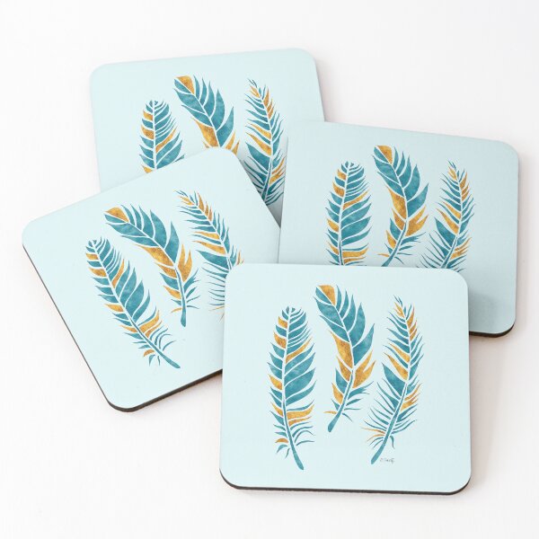 Item preview, Teal & Gold Watercolour Feathers designed and sold by RebeccaFlaherty.