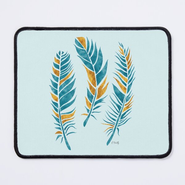 Item preview, Teal & Gold Watercolour Feathers designed and sold by RebeccaFlaherty.