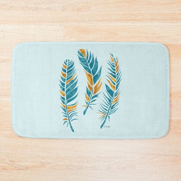 Item preview, Teal & Gold Watercolour Feathers designed and sold by RebeccaFlaherty.