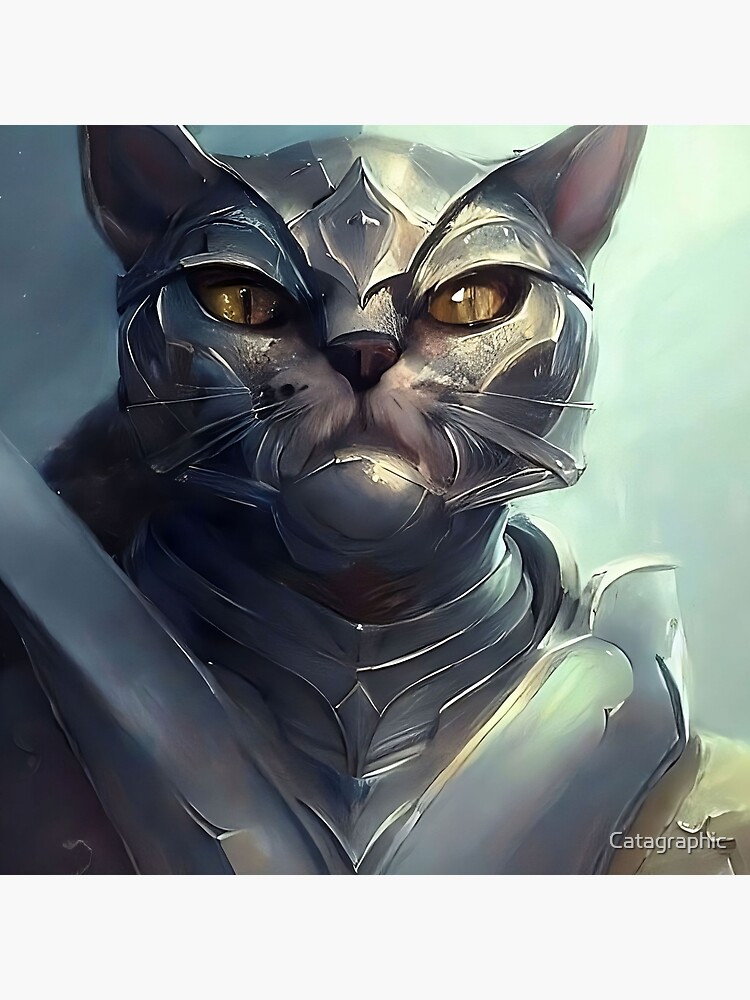 "Medieval cat in knight armor" Poster for Sale by Catagraphic Redbubble
