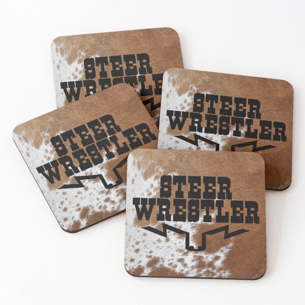 Item preview, Steer Wrestler - Cowhide Background designed and sold by handsoftime2020.