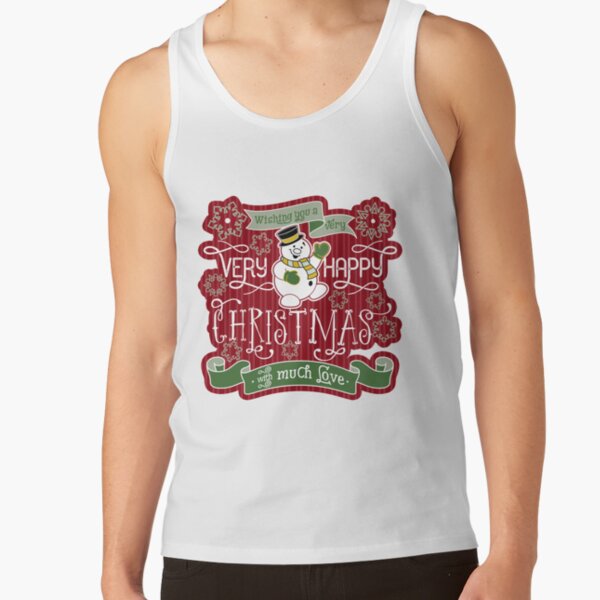 Snowman Very Happy Christmas With Much Love Typography Tank Top
