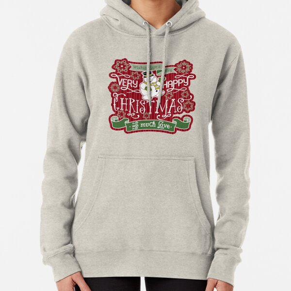 Snowman Very Happy Christmas With Much Love Typography Pullover Hoodie