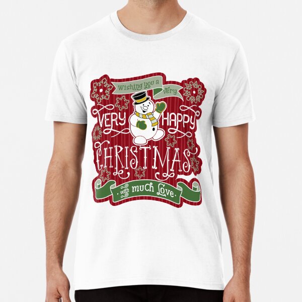 Snowman Very Happy Christmas With Much Love Typography Premium T-Shirt