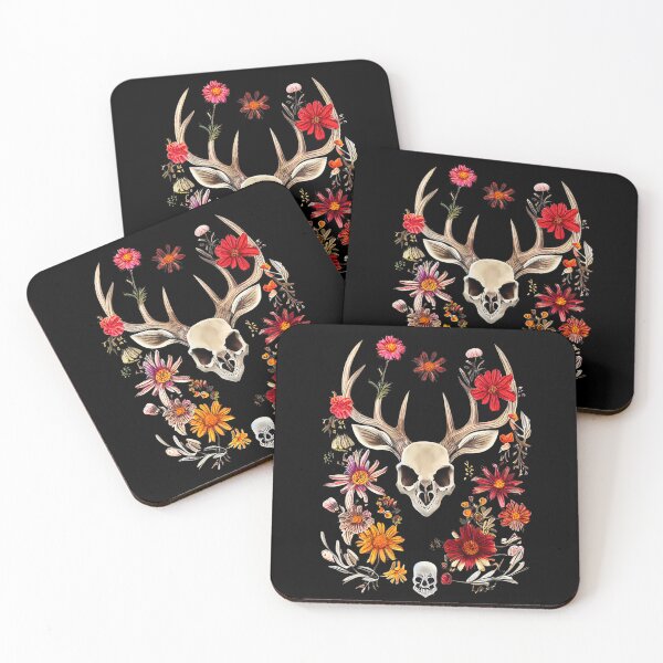 Item preview, Deer Skull with Flowers designed and sold by wonderlandshops.