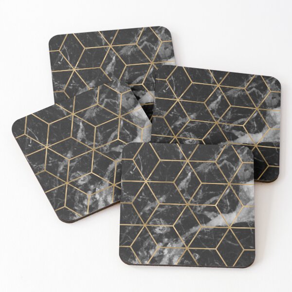 Item preview, Golden deco black marble geo designed and sold by marbleco.