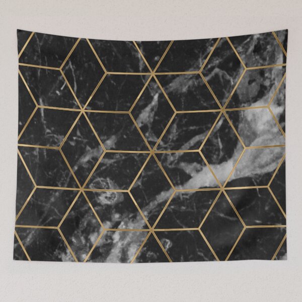 Item preview, Golden deco black marble geo designed and sold by marbleco.