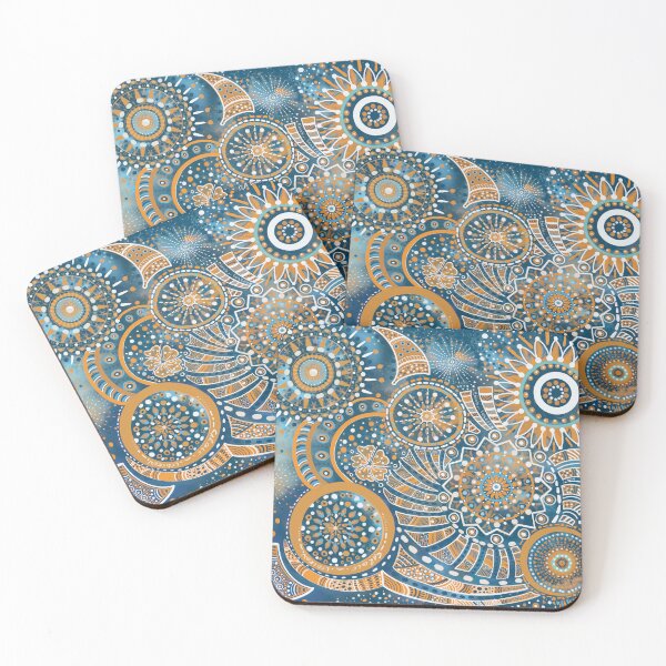Item preview,  indian mandala bohemian desigual pattern blue and orange designed and sold by carole legeron.