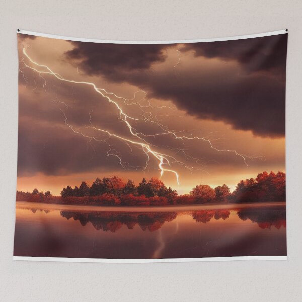 Item preview, Autumn Lake Lightning Strikes designed and sold by Unwind-Art-Work.