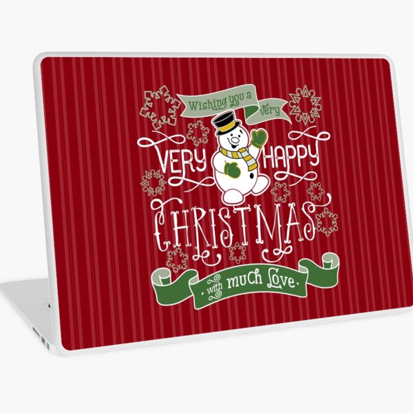 Wishing You A Very Happy Christmas Snowman Typography Laptop Skin