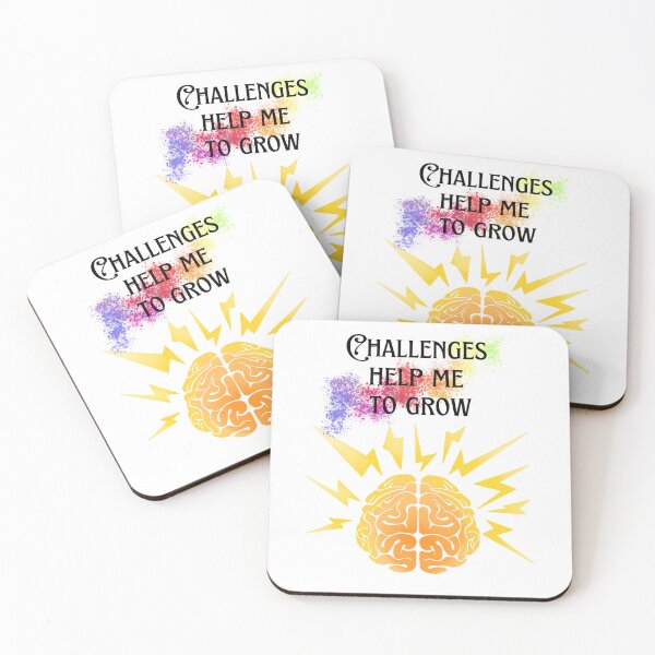 Item preview, Challenges Help me to Grow - Positive Quote - Brain with rays of energy - Motivation - Evolve - Empower - Mental Health - Learning awareness designed and sold by Mechanical-Artt.