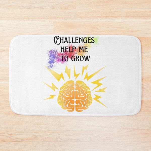 Item preview, Challenges Help me to Grow - Positive Quote - Brain with rays of energy - Motivation - Evolve - Empower - Mental Health - Learning awareness designed and sold by Mechanical-Artt.